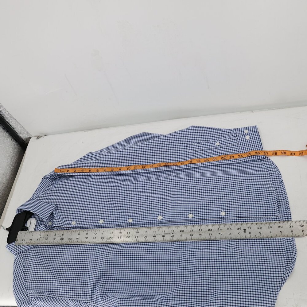 Ministry Of Supply Shirt Mens Large Blue Check Slim Fit Recycled poly Button Up - Picture 11 of 12
